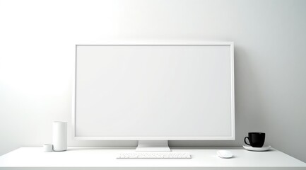 Computer screen that can be blank, on a white desk