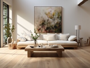 Spacious living room with sofa