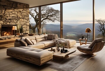 Interior of spacious living room