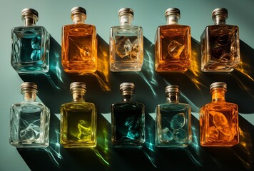 Set of bottles with alcohol
