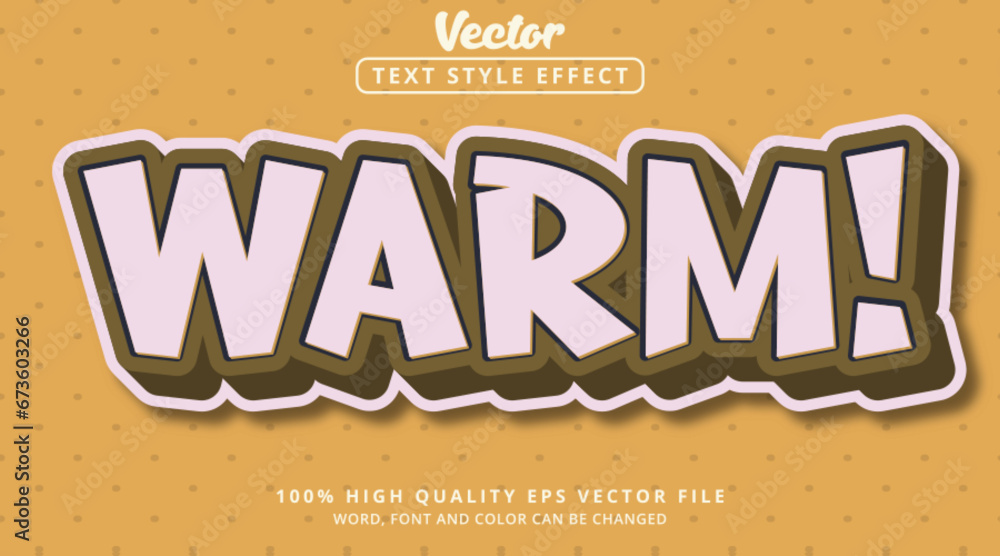 Poster warm text on color brown and white combination, editable text effect