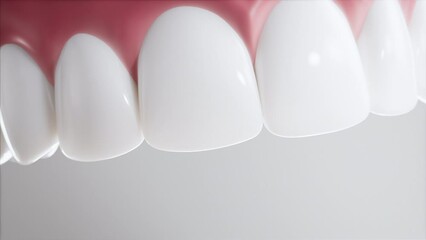 Closeup shot of teeth whitening, 3d animation, Light Background, 4k, matching whitening set 1.