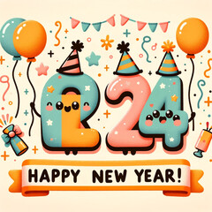 Naklejka premium new year Card 2024