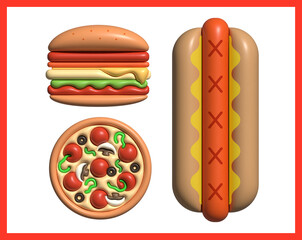 Snack fast food 3d food