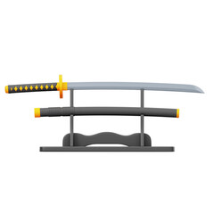 Japanese Katana 3D Icon Transparent Background For UI/UX