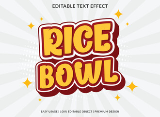 rice bowl editable text effect template use for business logo and brand