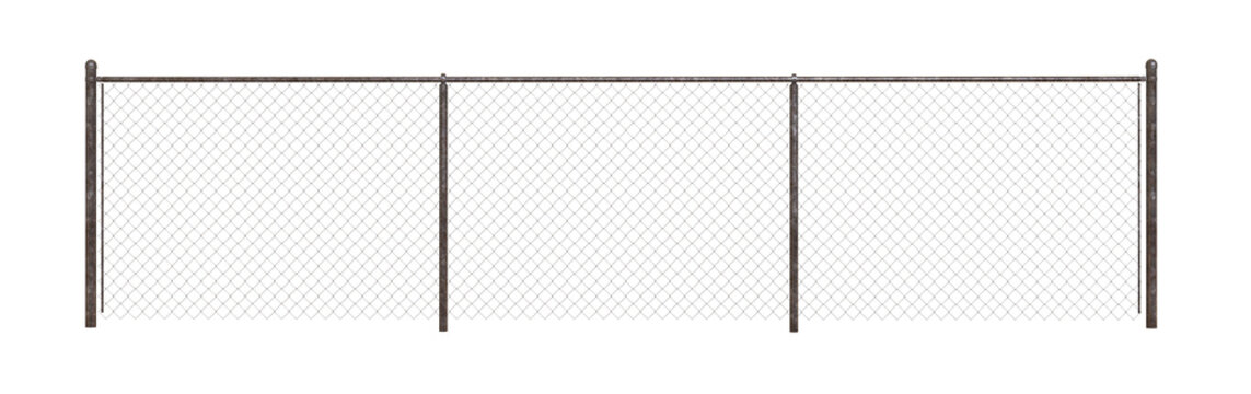 Chain link fence. Metal Wire Fence. Wire grid construction on transparency background.