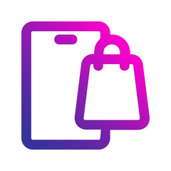 mobile shopping line icon