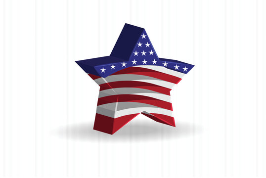Logo icon 3D Star American Flag vector image design. Patriotic Pride. Presidents day, Memorials day, fourth of july , symbol emblem Logotype