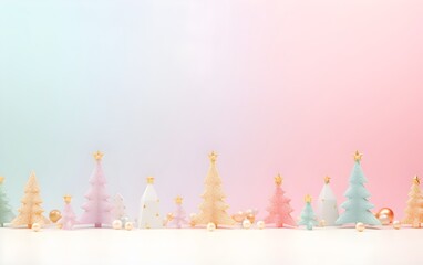 Tiny Christmas tree with ornaments in pastel color