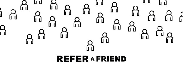 refer a friend sign on white background	 - obrazy, fototapety, plakaty