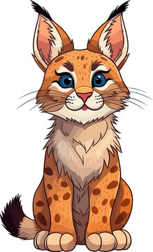 Bobcat Cartoon illustration, Wildlife animal cat