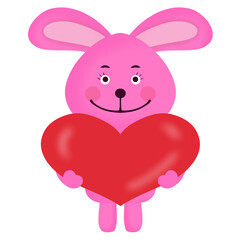pink rabbit with heart