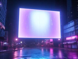 Big Billboard on the City with Light