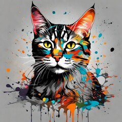 cat with hair vector ,illustion , potrait
