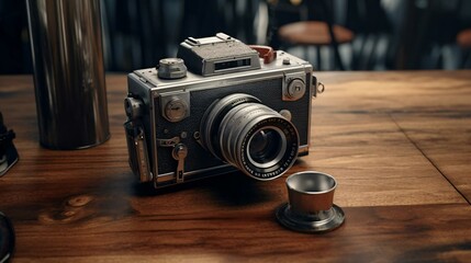 Fototapeta na wymiar a camera on a table