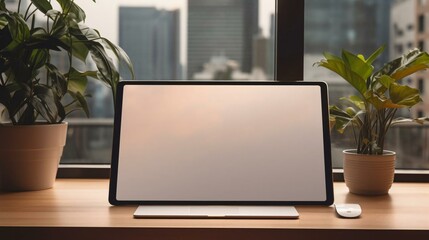 Fototapeta premium a laptop on a table