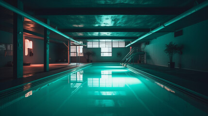 indoor pool with retro-style