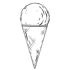 Vector illustration: A sweet ice cream scoop in a crunchy waffle cone. A delightful cold dessert, a summer joy for children, but an indulgent treat with its share of sweetness