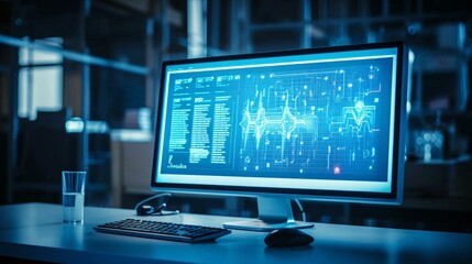 a computer monitor with a keyboard