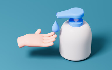 Cartoon liquid soap, body wash, 3d rendering.