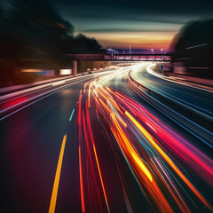 traffic on highway at night