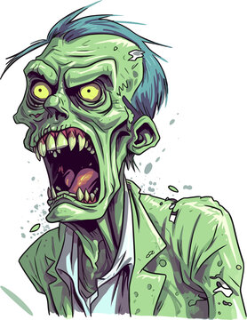 Green creepy zombie Illustration. 