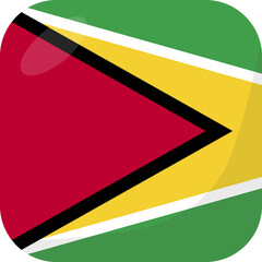 Guyana flag square 3D cartoon style.