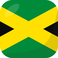 Jamaica flag square 3D cartoon style.