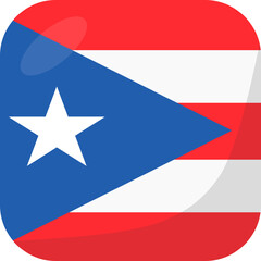 Puerto Rico flag square 3D cartoon style.