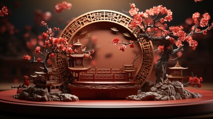 3D Chinese New Year Podium , Happy New Year Background ,Hd Background