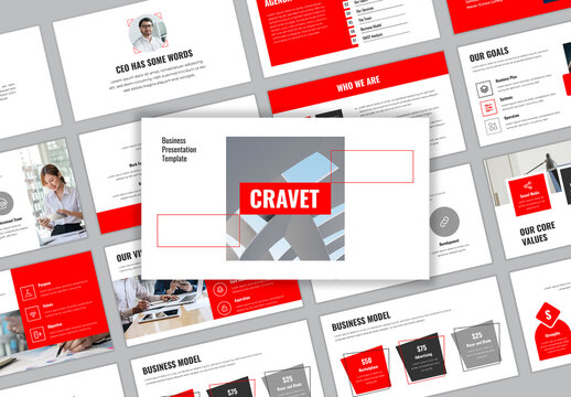Business Presentation Template With Rad Color