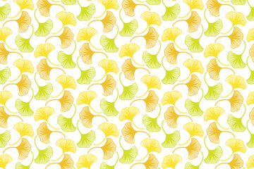 Illustration, Abstract three color Ginkgo biloba leaves on white background.