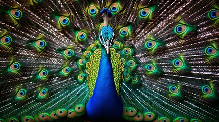 Fototapeta premium a peacock with its feathers spread