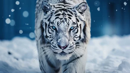Fototapete Rund a white tiger with blue eyes © KWY