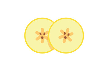 Banana slices isolated on a white. Banana vector.