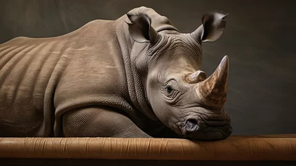 Fotobehang a statue of a rhino © KWY