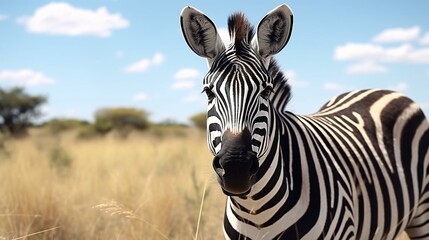 Fototapeta na wymiar a zebra standing in a field