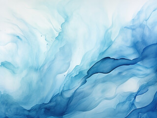 Obraz premium Abstract Ink Wave Merging in Sky Blue and White