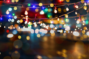Blurred of Christmas light bokeh for backdrop design , Abstract blur background