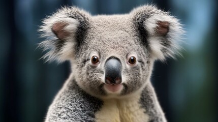 a koala bear with a white face