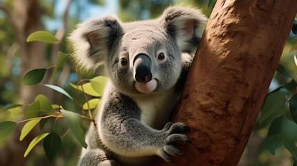 Deurstickers a koala bear in a tree © KWY