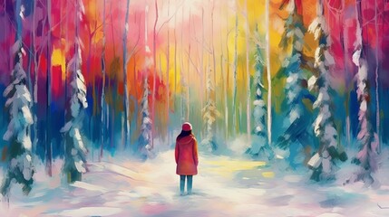 Obraz premium woman at Christmas in the forest