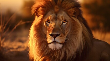 a lion looking at the camera