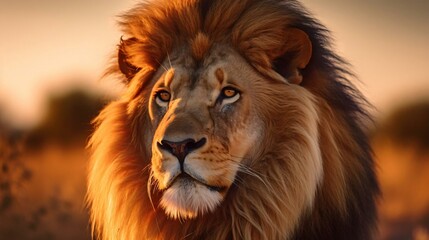 Naklejka premium a lion looking at the camera