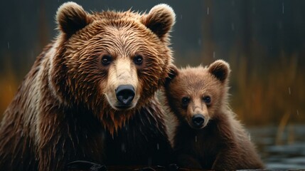 Obraz premium a couple of brown bears