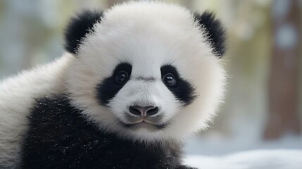 Fototapeta premium a panda with black and white fur