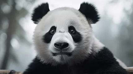 Raamstickers a black and white panda © KWY