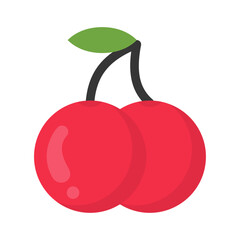 Cute cherry berries, isolated colorful vector icon - 673618876