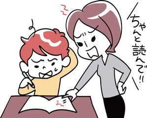 自宅で勉強をみるお母さんのイライラが止まらない